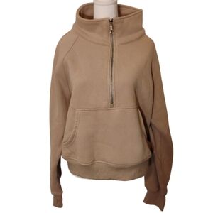 Tan Half-Zip Pullover Hoodie